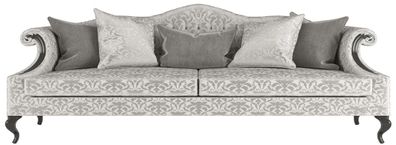 Casa Padrino Luxus Barock Wohnzimmer Sofa mit elegantem Muster Silber / Grau / Schwar
