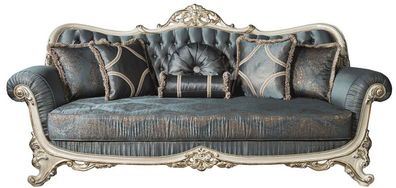 Casa Padrino Luxus Barock Wohnzimmer Sofa mit Glitzersteinen und dekorativen Kissen B