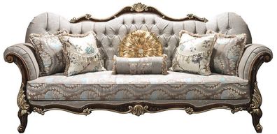 Casa Padrino Luxus Barock Wohnzimmer Sofa mit Glitzersteinen und dekorativen Kissen S
