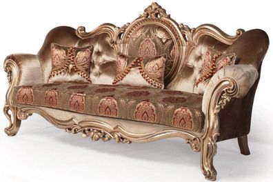 Casa Padrino Luxus Barock Sofa Bronze / Braun / Bordeauxrot 233 x 89 x H. 115 cm - Wo