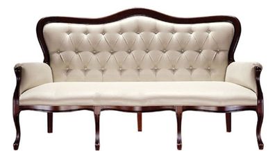 Casa Padrino Luxus Barock Chesterfield Sofa Beige / Dunkelbraun 184 x 81 x H. 107 cm