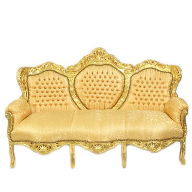 Casa Padrino Barock 3-er Sofa "King" Gold Muster / Gold - Möbel Barock