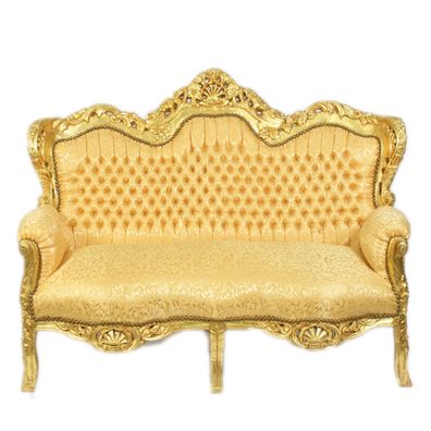 Casa Padrino Barock 2-er Sofa King Gold Muster / Gold - Barock Möbel
