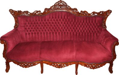 Casa Padrino Barock 3-er Sofa Master in Bordeaux / Braun - Wohnzimmer Möbel Couch Lou