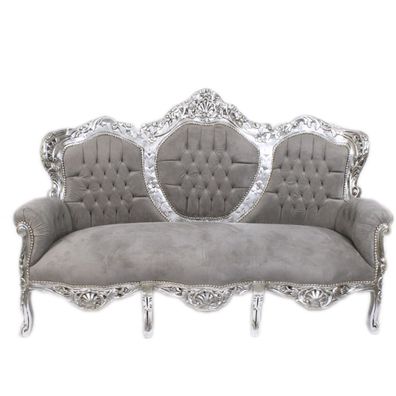 Casa Padrino Barock 3-er Sofa "King" Grau / Silber - Barock Möbel - Antik Look
