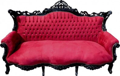 Casa Padrino Barock 3er Sofa Master Bordeaux Rot / Schwarz - Wohnzimmer Möbel Couch L