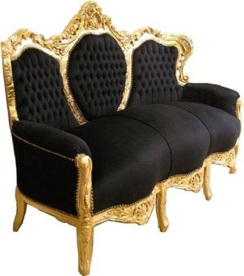 Casa Padrino Barock Sofa King Schwarz / Gold - Wohnzimmer Couch