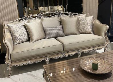 Casa Padrino Luxus Barock Sofa Gold / Lila / Gold - Handgefertigtes Wohnzimmer Sofa m