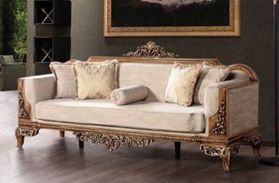 Casa Padrino Luxus Barock Sofa Grau / Braun - Prunkvolles Wohnzimmer Sofa im Barockst