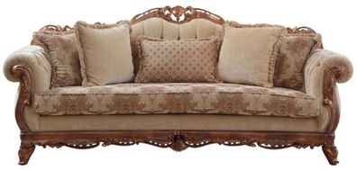 Casa Padrino Luxus Barock Sofa Beige / Braun - Prunkvolles Wohnzimmer Sofa mit elegan