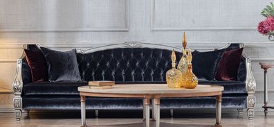 Casa Padrino Luxus Barock Wohnzimmer Sofa Lila / Silber - Prunkvolle Barock Wohnzimme