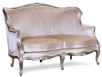 Casa Padrino Luxus Barock Sofa Silber / Antik Silber - Prunkvolles Wohnzimmer Sofa im
