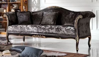 Casa Padrino Luxus Barock Sofa Grau / Schwarz / Gold - Edles Wohnzimmer Sofa mit eleg