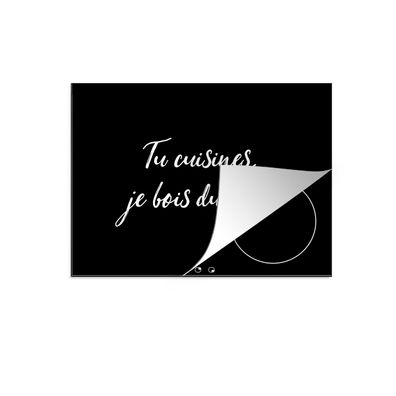 Herdabdeckplatte 70x52 cm Zitate - Tu cuisines je bois du vin - Sprichwörter - Wein