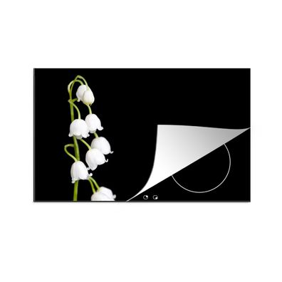 Herdabdeckplatte 90x52 cm Maiglöckchen - Blumen - Schwarz