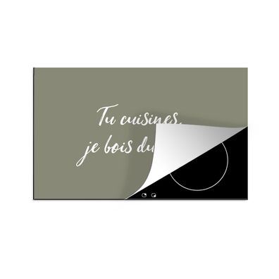 Herdabdeckplatte 78x52 cm Sprichwörter - Olive Green - Tu cuisines, je bois du vin. -