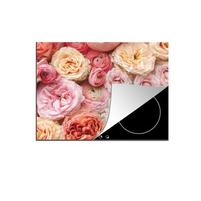Herdabdeckplatte 65x52 cm Blumen - Rosen - Rosa