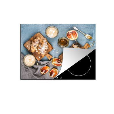 Herdabdeckplatte 65x52 cm Croissant - Obst - Frühstück