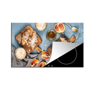 Herdabdeckplatte 85x52 cm Croissant - Obst - Frühstück