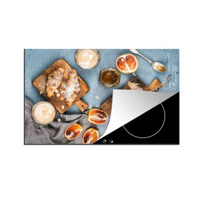Herdabdeckplatte 78x52 cm Croissant - Obst - Frühstück