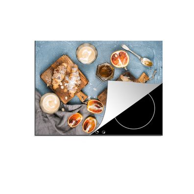 Herdabdeckplatte 70x52 cm Croissant - Obst - Frühstück