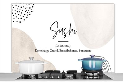 Spritzschutz Küchenrückwand - 120x80 cm Sushi - Zitate - Sprichwörter - Wörterbuch -