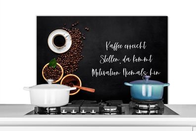 Spritzschutz Küchenrückwand - 80x55 cm Zitate - Sprichwörter - Kaffee erreicht, da ko