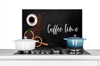 Spritzschutz Küchenrückwand - 60x40 cm Zitate - Sprichwörter - Kaffeezeit