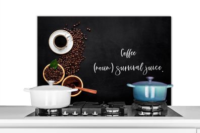 Spritzschutz Küchenrückwand - 90x60 cm Zitate - Sprichwörter - Kaffee (Substantiv) Üb