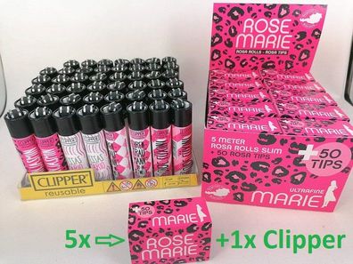 5x Marie Rolls Slim 5m + Tips ROSE MARIE Limited Edition + 1x Clipper Rose Marie