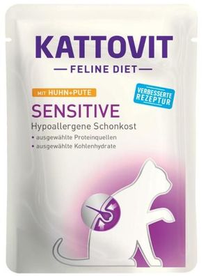 Kattovit ¦ Sensitive - Huhn & Pute - 24 x 85g ¦ Diät-Nassfutter für Katzen bei ...