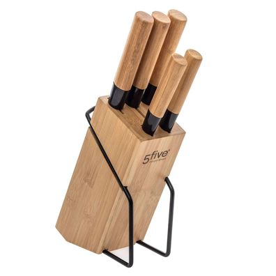 Küchenmesser-Set mit Bambusständer, 5 Messer