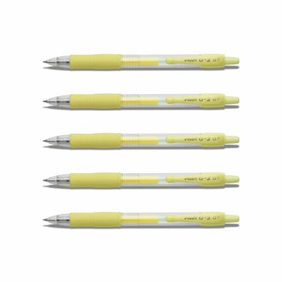 Pilot G2-07 Gelschreiber Pastellgelb - 5er-Set