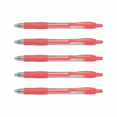 Pilot G2-07 Gelschreiber Neonrot - 5er-Set