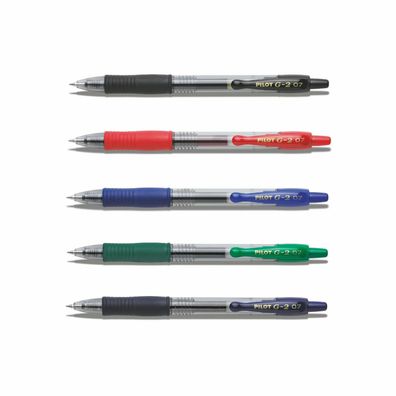 Pilot G2-07 - 5er-Set schwarz, rot, blau, grün, schwarzblau