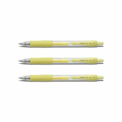 Pilot G2-07 Gelschreiber Pastellgelb - 3er-Set