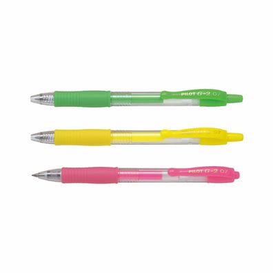 Pilot G2-07 - 3er-Set neongrün, neongelb, neonpink