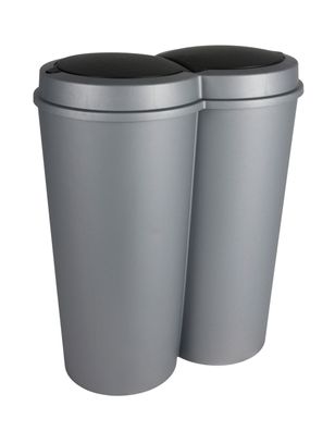 Duo-Abfalleimer grau anthrazit 2x25L Mülleimer Müllsammler Abfallsammler Eimer