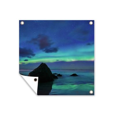 Outdoor-Poster Gartenposter 200x200 cm Himmel - Landschaft - Polarlicht