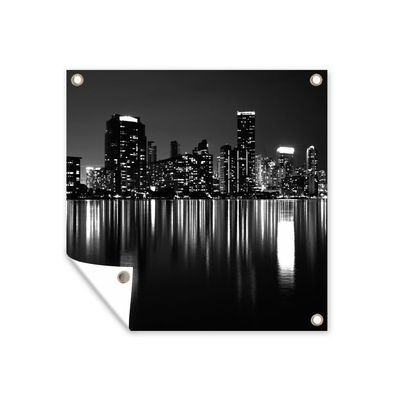 Outdoor-Poster Gartenposter 100x100 cm New York - Skyline - Nacht (Gr. 100x100 cm)