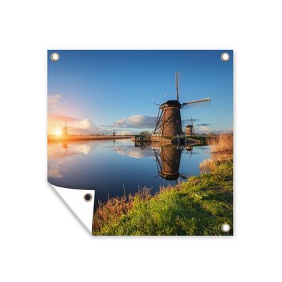 Outdoor-Poster Gartenposter 100x100 cm Windmühle - Wasser - Sonne (Gr. 100x100 cm)
