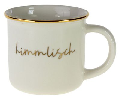 Tasse Himmlisch Becher weiß gold Kaffee Becher Spruch Pott Tee 350ml Porzellan
