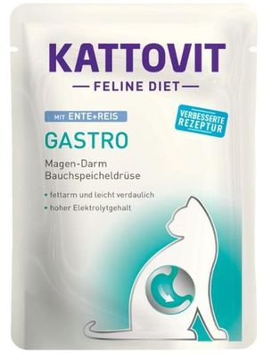 Kattovit ¦ Feline Diet - Gastro - Ente & Reis - 24 x 85g ¦ Nassfutter für ausgewac...