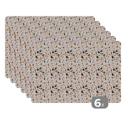 Placemats Tischset 6-teilig 45x30 cm Terazzo - Muster - Struktur (Gr. 45x30 cm)