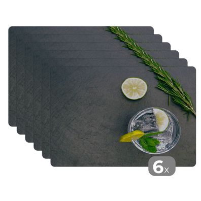 Placemats Tischset 6-teilig 45x30 cm Cocktail - Glas - Zitrone (Gr. 45x30 cm)