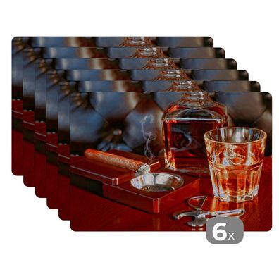 Placemats Tischset 6-teilig 45x30 cm Whiskey - Flasche - Karaffe (Gr. 45x30 cm)