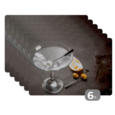 Placemats Tischset 6-teilig 45x30 cm Alkohol - Martini - Früchte - Oliven