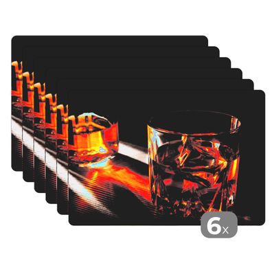 Placemats Tischset 6-teilig 45x30 cm Gläser - Whiskey - Getränke (Gr. 45x30 cm)