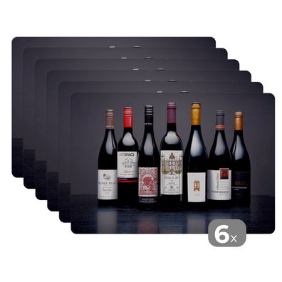 Placemats Tischset 6-teilig 45x30 cm Flaschen - Alkohol - Wein (Gr. 45x30 cm)