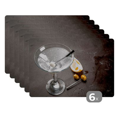 Placemats Tischset 6-teilig 45x30 cm Alkohol - Martini - Früchte - Oliven